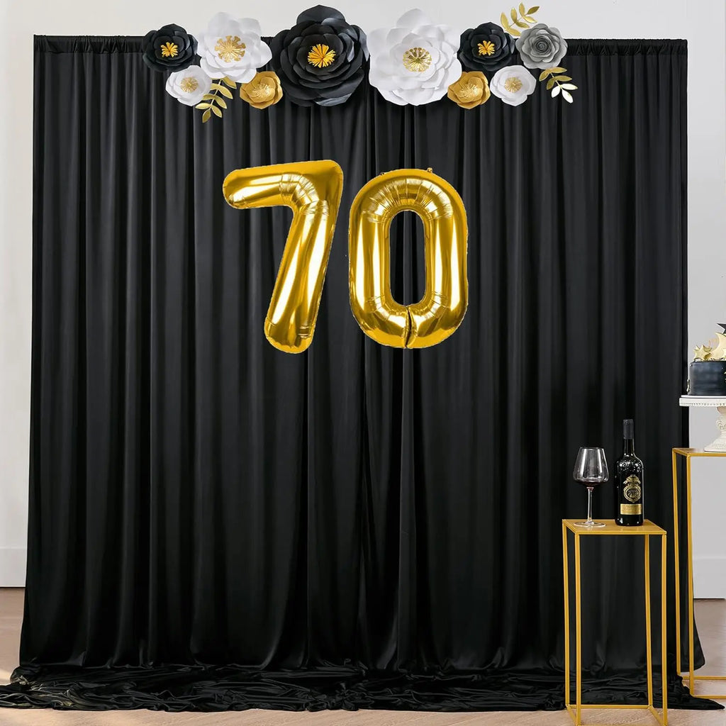 30ft x 10ft Black Backdrop Curtains — 6 Panels (5ft x 10ft each), Thick Solid Fabric Drape