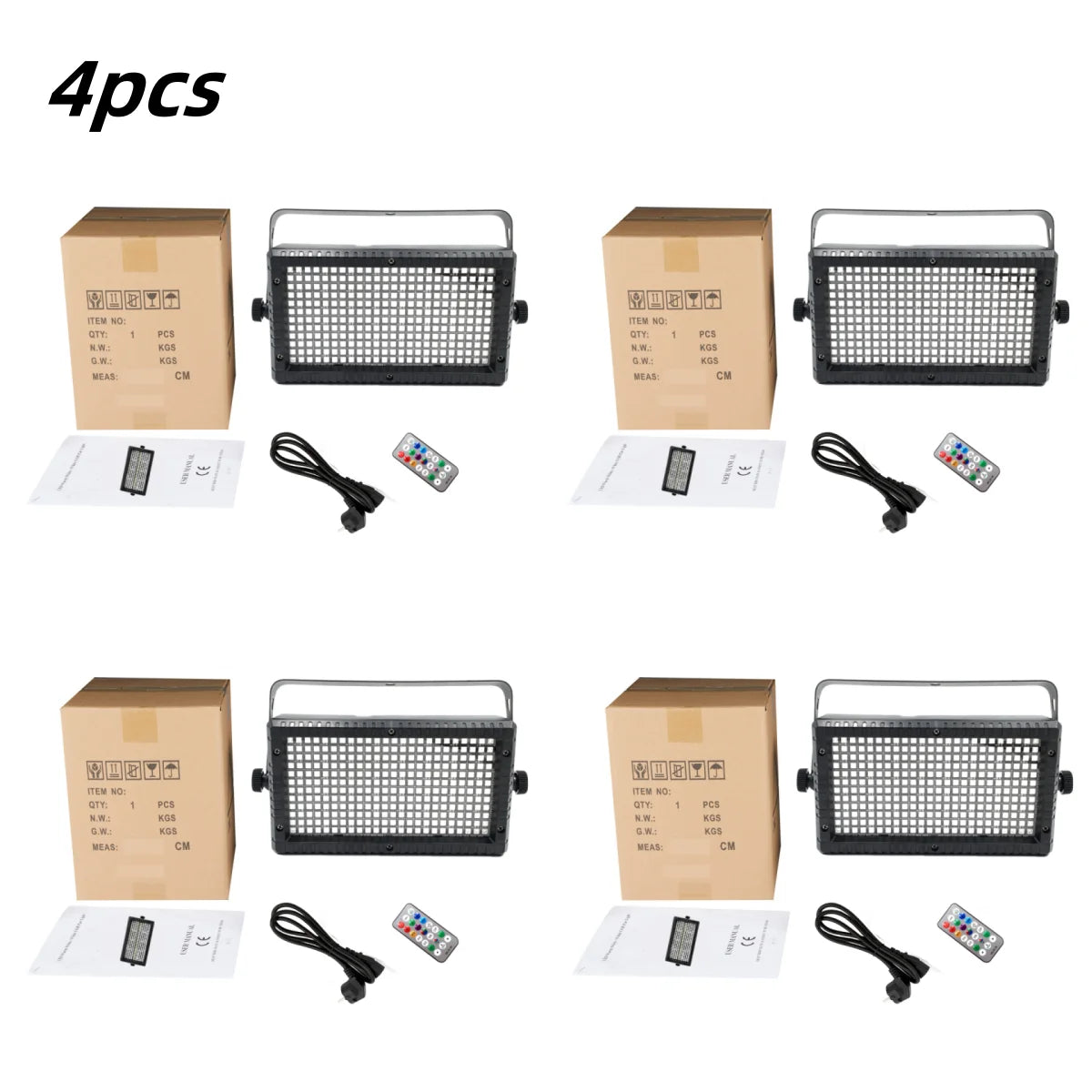 60W RGB LED Wireless Strobe System with Controller — 48 Zone DMX Stage Lighting with Auto/Sound/Master-Slave Modes (1pc, 2pc, or 4pc Bundle)