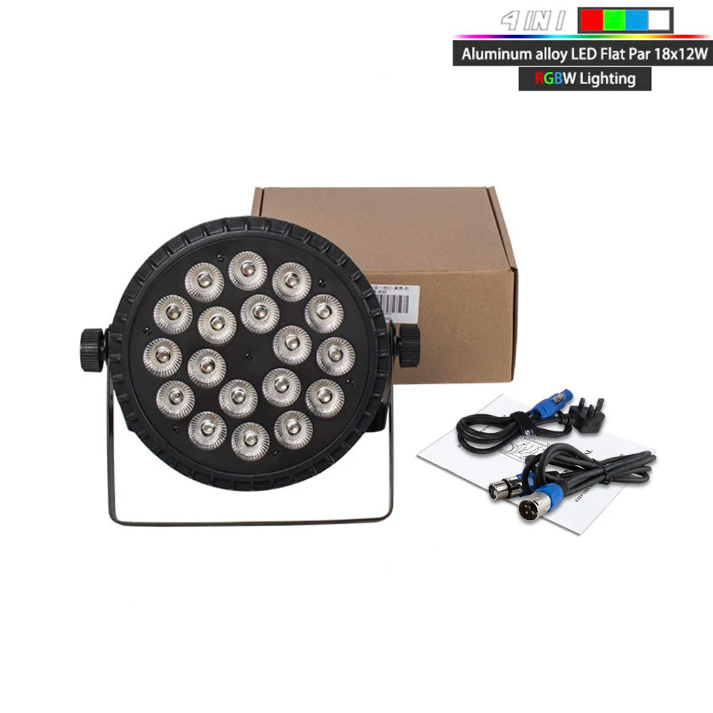 SHEHDS Aluminum Alloy LED Flat Par 18x12W & 18x18W Lights RGBW Lighting DMX512 Disco DJ Venue Wedding Party