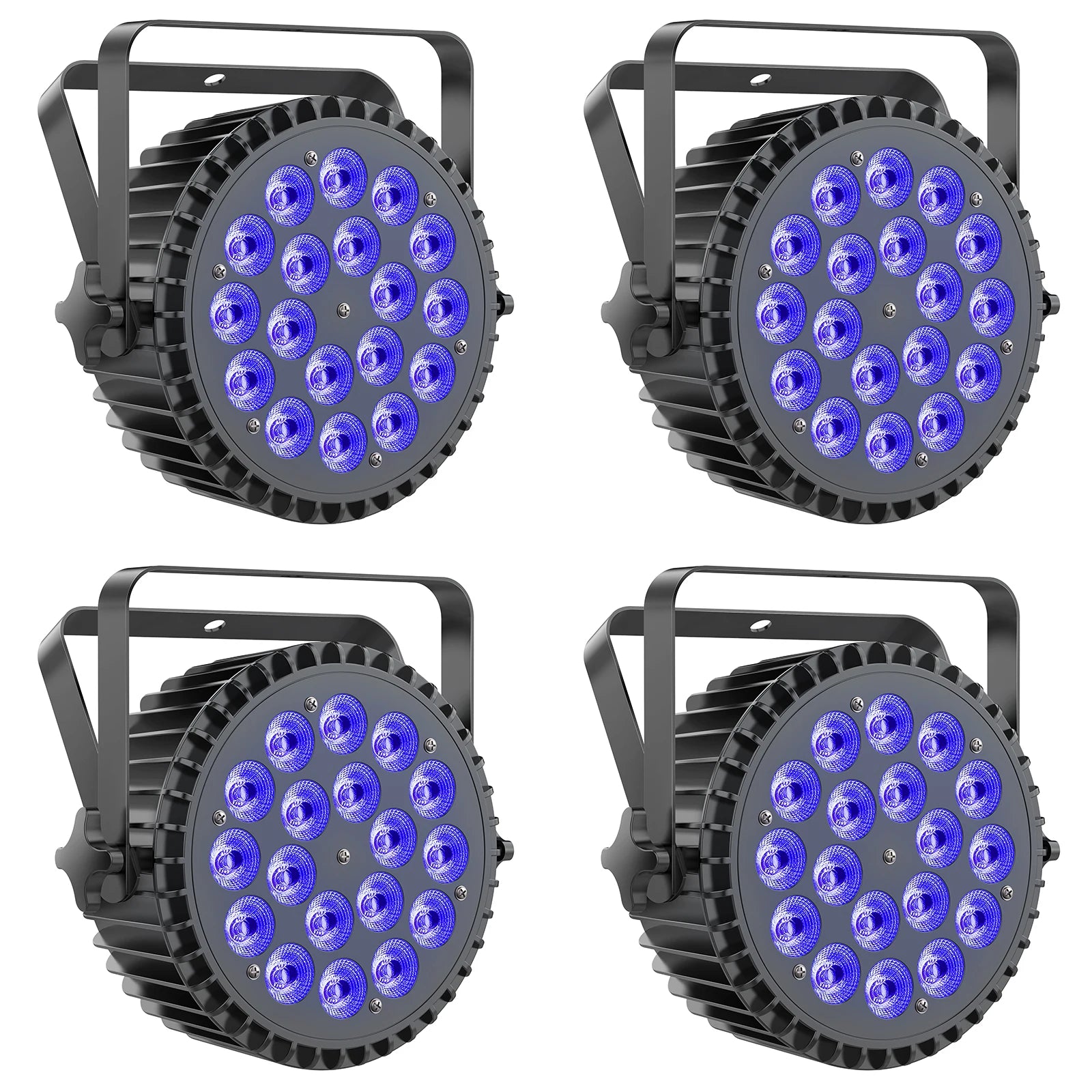 U'King 4PCS 18x10W RGBWA+UV 6 in 1 Par Light DMX512 Disco Light Strobe Effect LED Stage Lighting