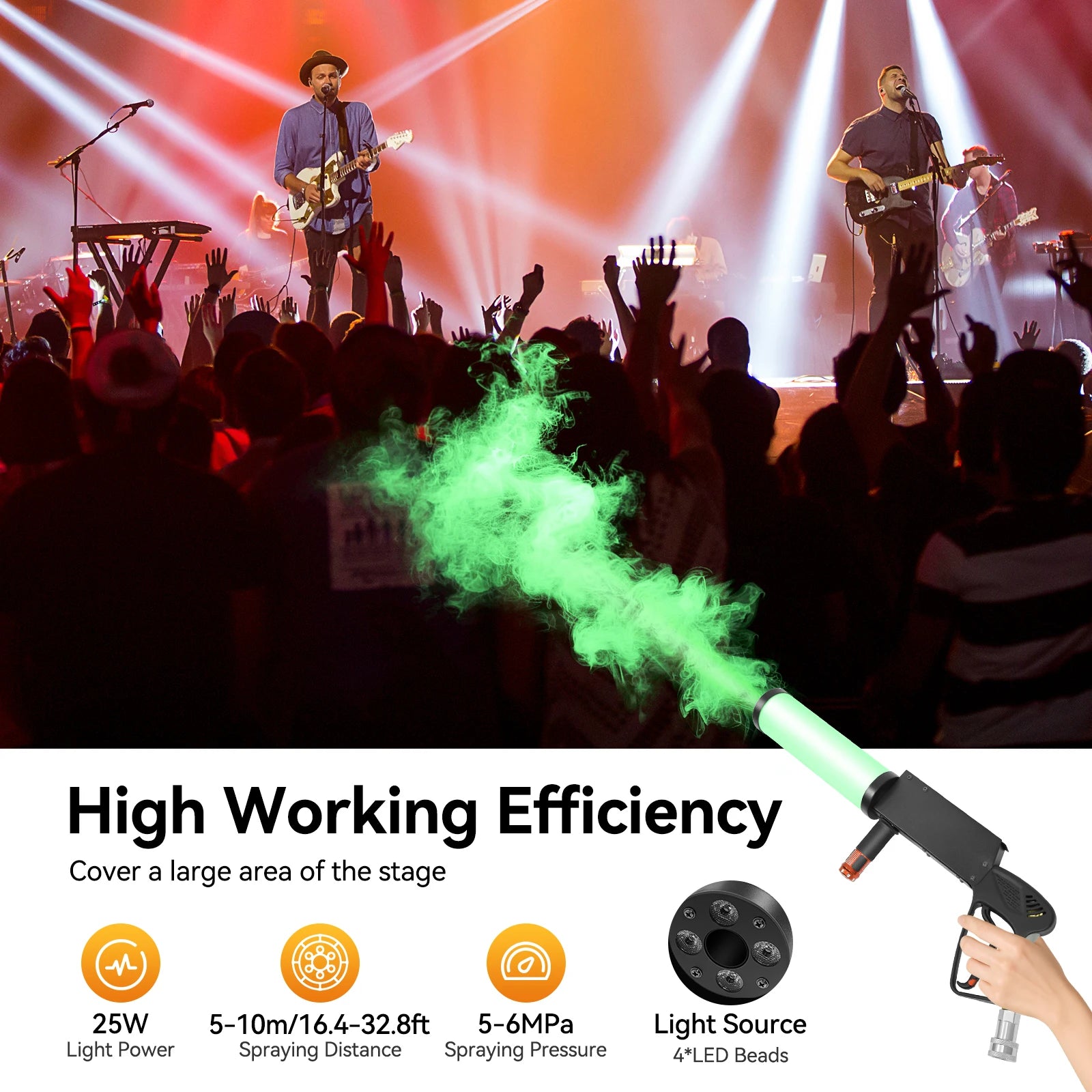 Handheld CO2 Jet Fog Machine with 4 LED Lights — Smoke Cannon for Concerts, Bars & Weddings