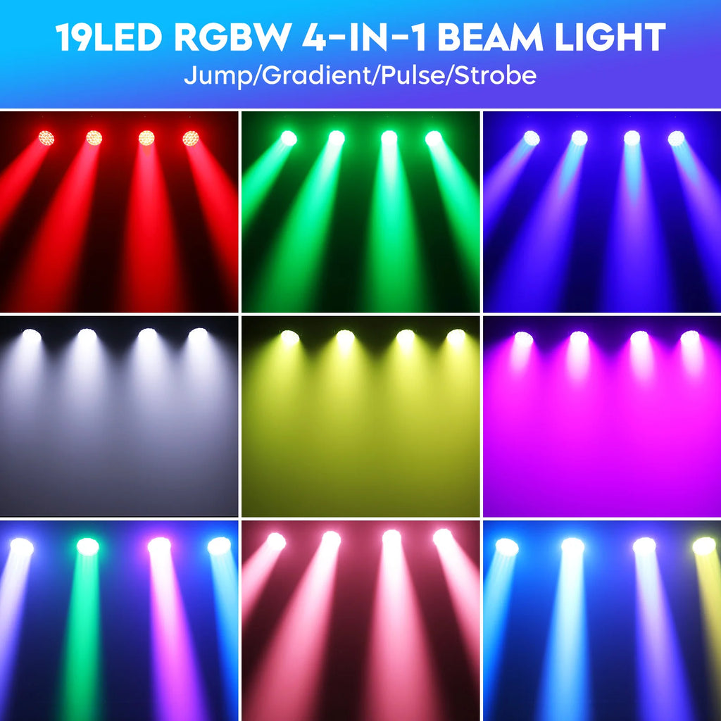 2 Pcs 19x15W Beam Moving Head Light RGBW LED Lighting DMX Stage Effect
