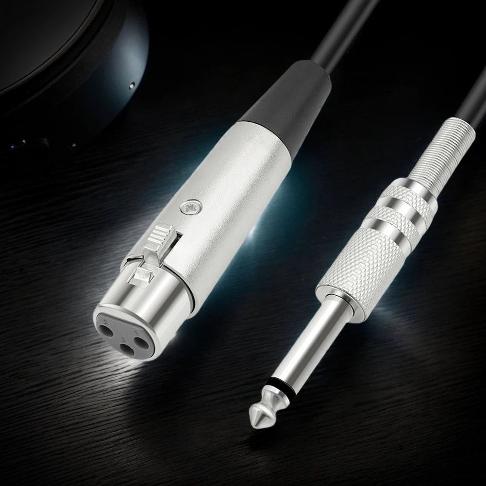 XLR Female to 1/4 TS Unbalanced Microphone Cable — Gold-Plated Connectors & Braided Shielding (1.8m, 3m, 5m)