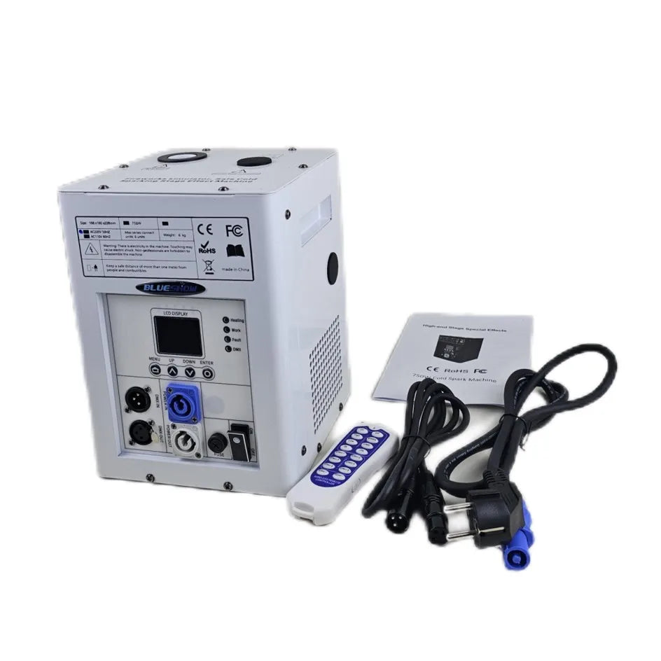 Blueshow Ti Powder Cold Spark Machine 750W — 4-Pack with Flight Case for Weddings & Stage