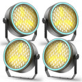 4Pcs Golden Retro 30W COB Par Lights with RGB LED Strips — Vintage Stage Lighting for DJ Disco