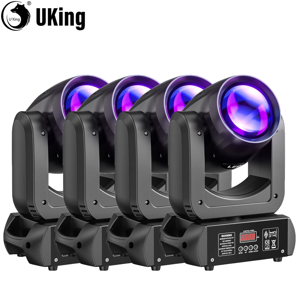 U'King 4 Pcs Beam Moving Head Lights 18 Prism 8 Gobo Stage Lights DMX512