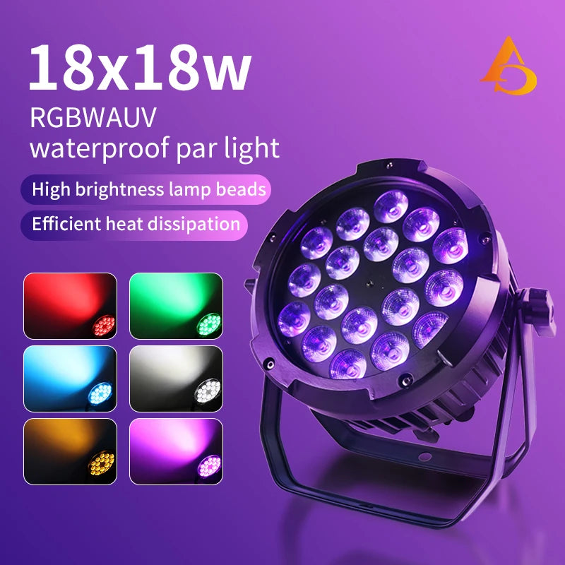 200W Outdoor Waterproof LED Par Light — RGBWA+UV 6-in-1 DMX Stage Light