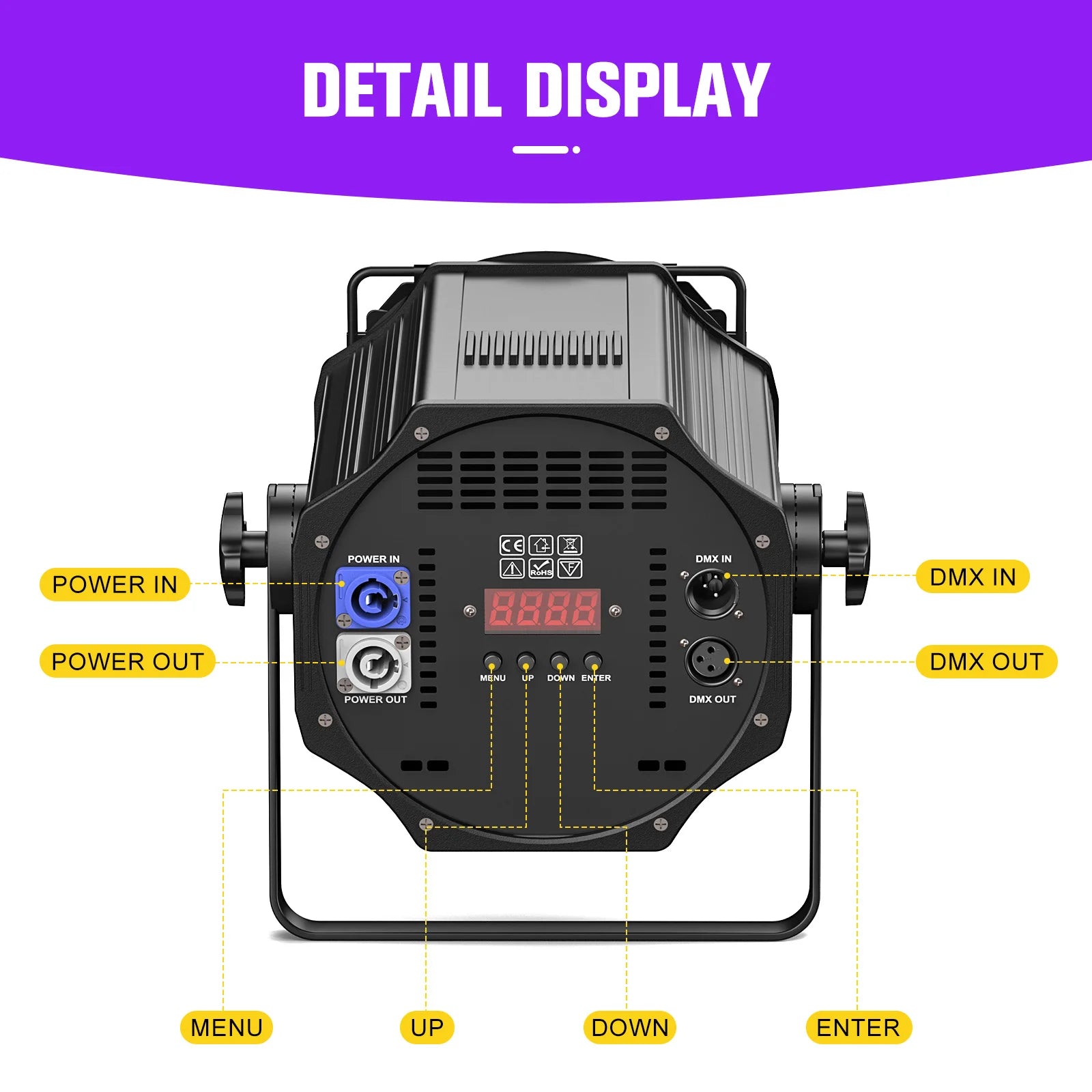 U'King 4Pcs 200W LED COB Par Lights with Barndoor — Dual Color DMX Stage Lighting (Warm & Cold White, 3200K–6500K)