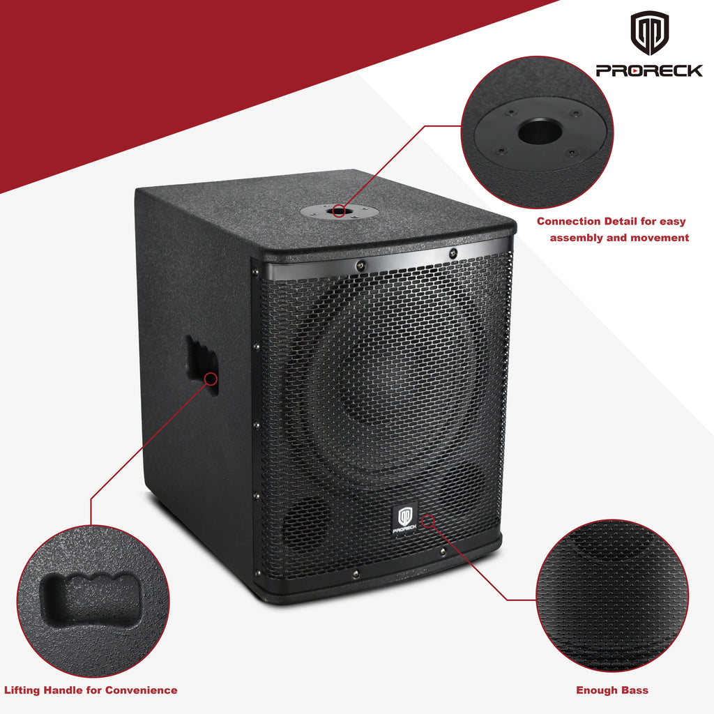 PRORECK SP-18X Active Powered PA Subwoofer 18 Inch 3000W PMPO Class-D Amplifier