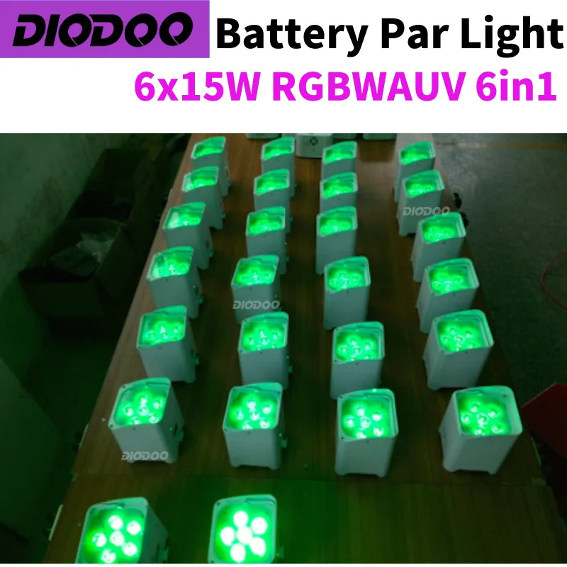 1-8pcs Wireless Battery Powered Par Light 6x18W RGBWAUV 6 in 1 Flightcase Remote Control Portable Par LED Stage Effect Light
