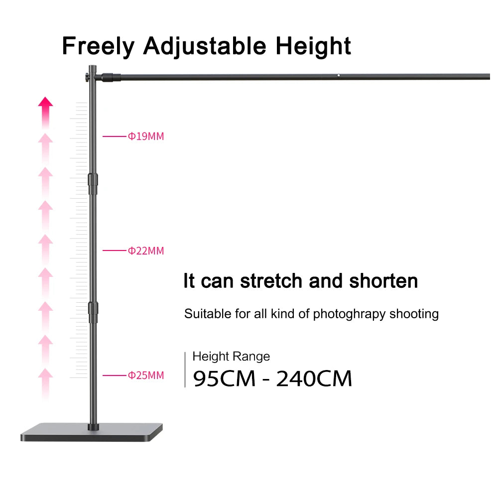 Heavy Duty Backdrop Stand 7.9x9.8ft — Photo Background Support with Wheels & Double Crossbar Options