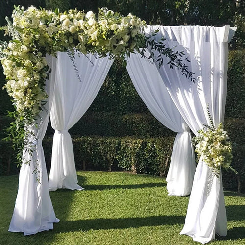 10ft Heavy Duty Wedding Backdrop Stage Stand — 4-Post Adjustable Canopy Tent Chuppah with Steel Base Plates