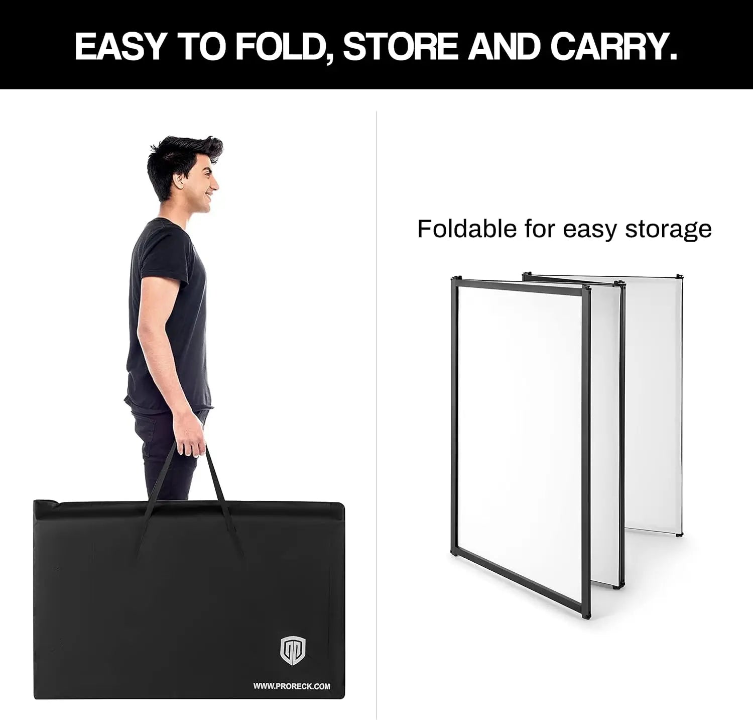 PRORECK DJ Foldable Facade Portable Event Booth Panels 4 Detachable Black Metal Frame Projector Display Scrim Panel withCarryBag