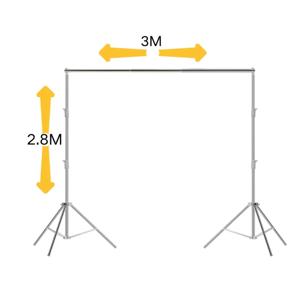Heavy Duty Backdrop Stand 7.9x9.8ft — Photo Background Support with Wheels & Double Crossbar Options