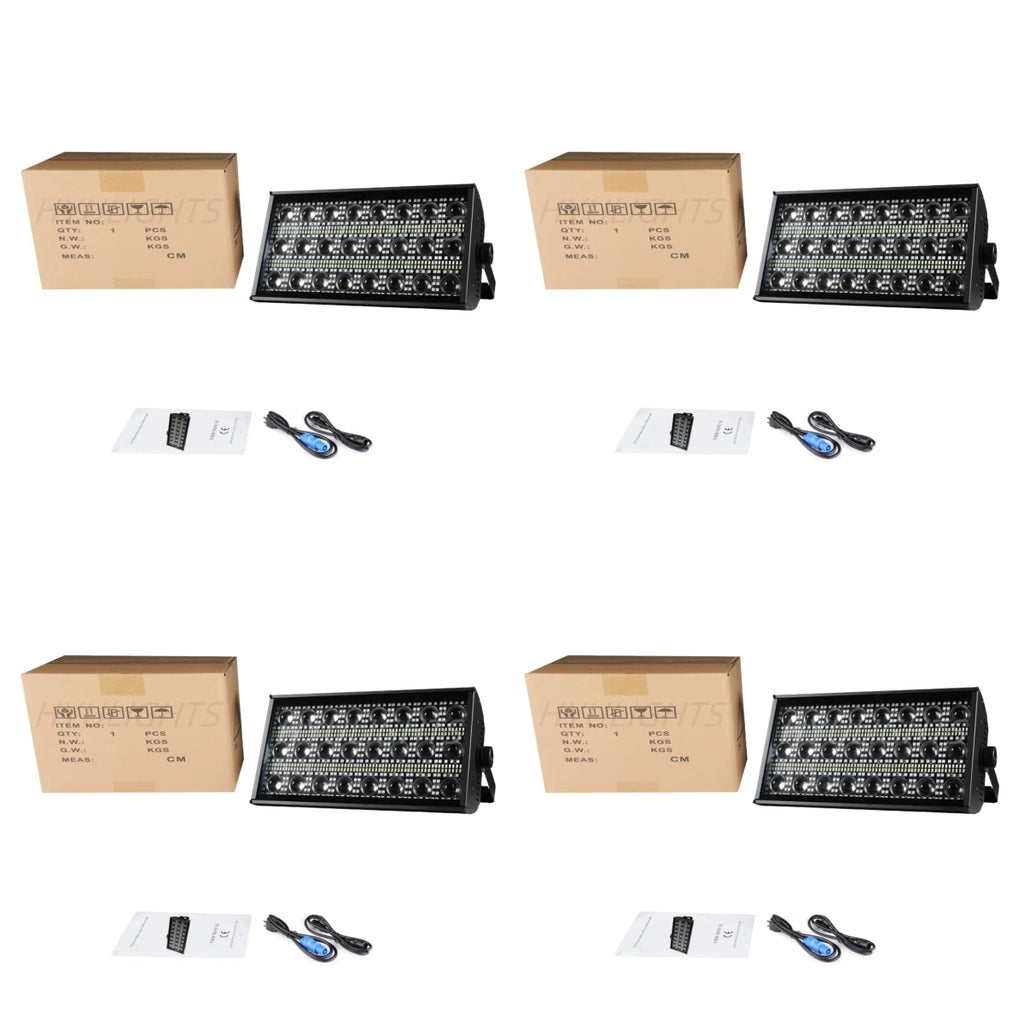 4-Pack 300W LED Beam & Strobe Stage Lights — Professional RGBW 4-in-1 Wash Lights with DMX512 & 67 Auto Effects