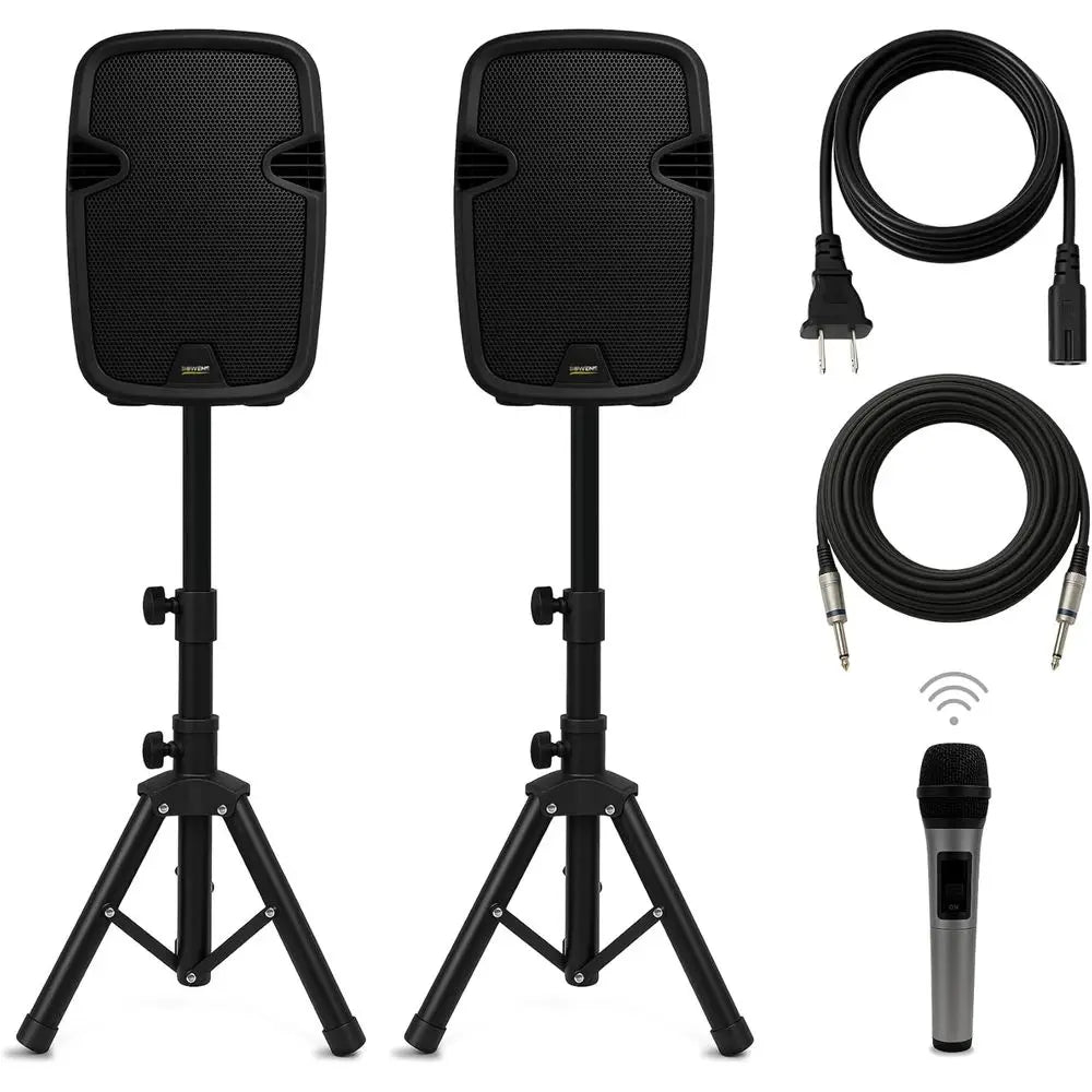 Portable Bluetooth PA System 8" with Wireless Microphone & Dual Speakers — Waterproof Battery-Powered for Parties & Karaoke