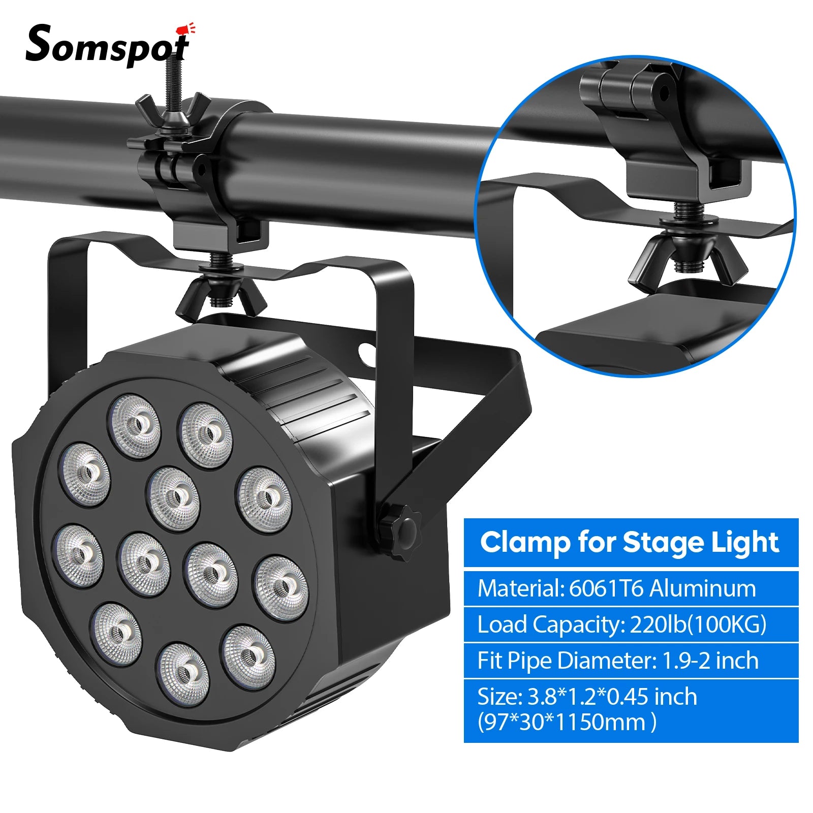 8-Pack Aluminum Alloy Stage Light Clamp Hooks — Heavy Duty Brackets for Moving Heads & Truss