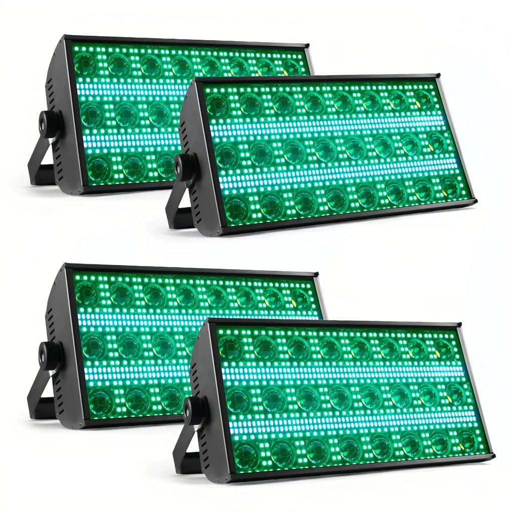 4-Pack 300W LED Beam & Strobe Stage Lights — Professional RGBW 4-in-1 Wash Lights with DMX512 & 67 Auto Effects