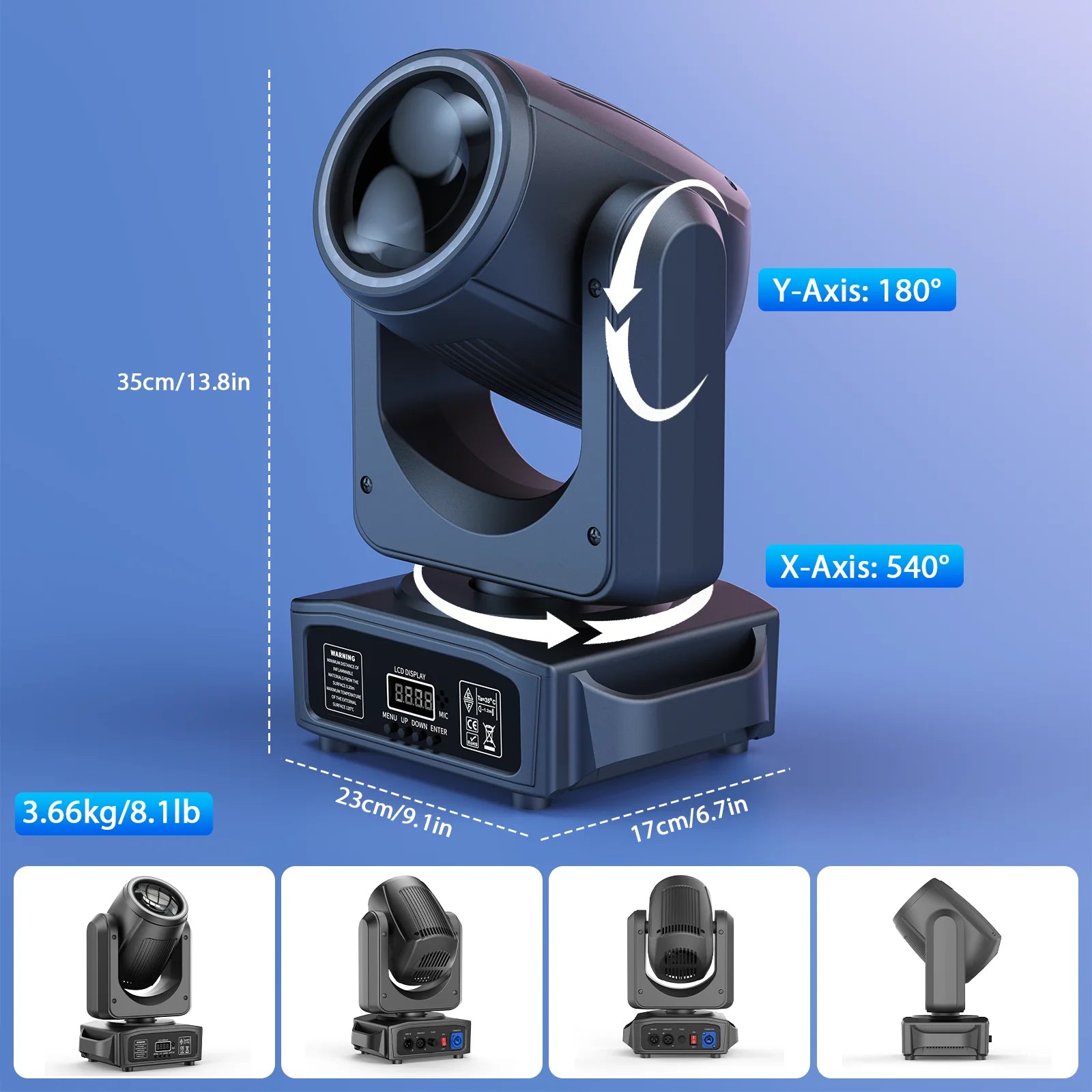 Somspot 2 Pcs LED Moving Head Lights 150W Stage Lighting Effect Projector RGB Pattern Light