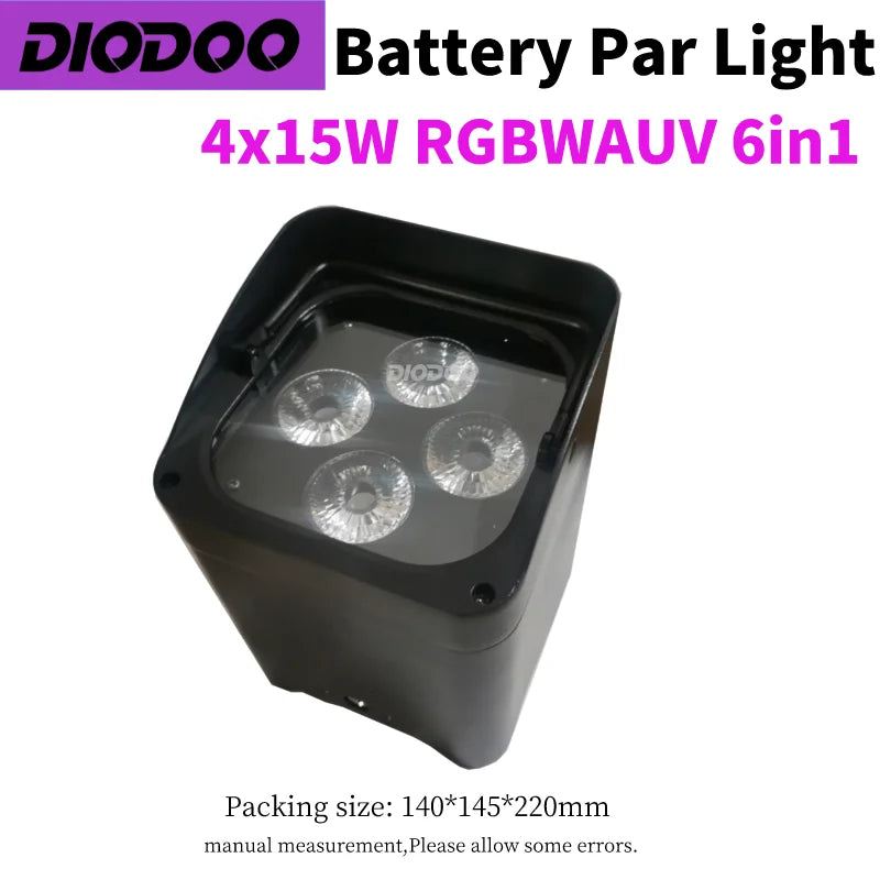 1-8pcs Wireless Battery Powered Par Light 6x18W RGBWAUV 6 in 1 Flightcase Remote Control Portable Par LED Stage Effect Light