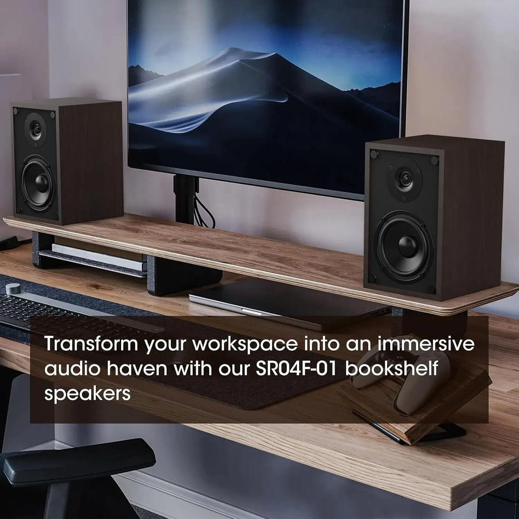4" Powered Bookshelf Speakers 2.1 with Bluetooth & Subwoofer Out — Hi-Res Audio for Turntables & Streaming