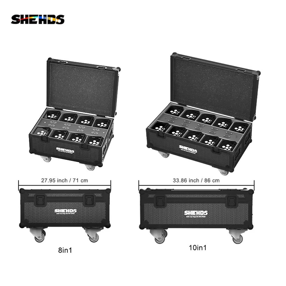 SHEHDS 8/10 Pcs 6x18w Wireless Battery Par With Flight Case RGBWA+UV WIFI APP Control Light For DJ Disco Wedding Stage Lighting