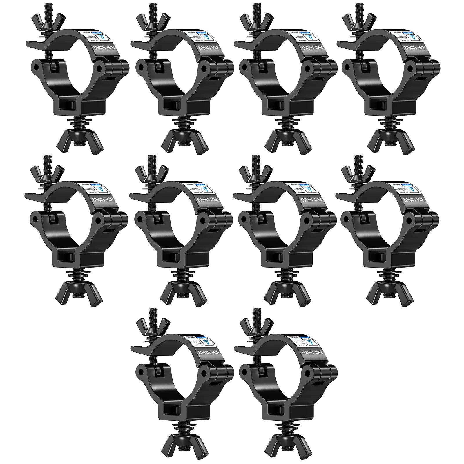 Yiflamefly 10-Pack Black Truss Clamps — Hanging Hooks for Par Lights, String Lights & Projectors