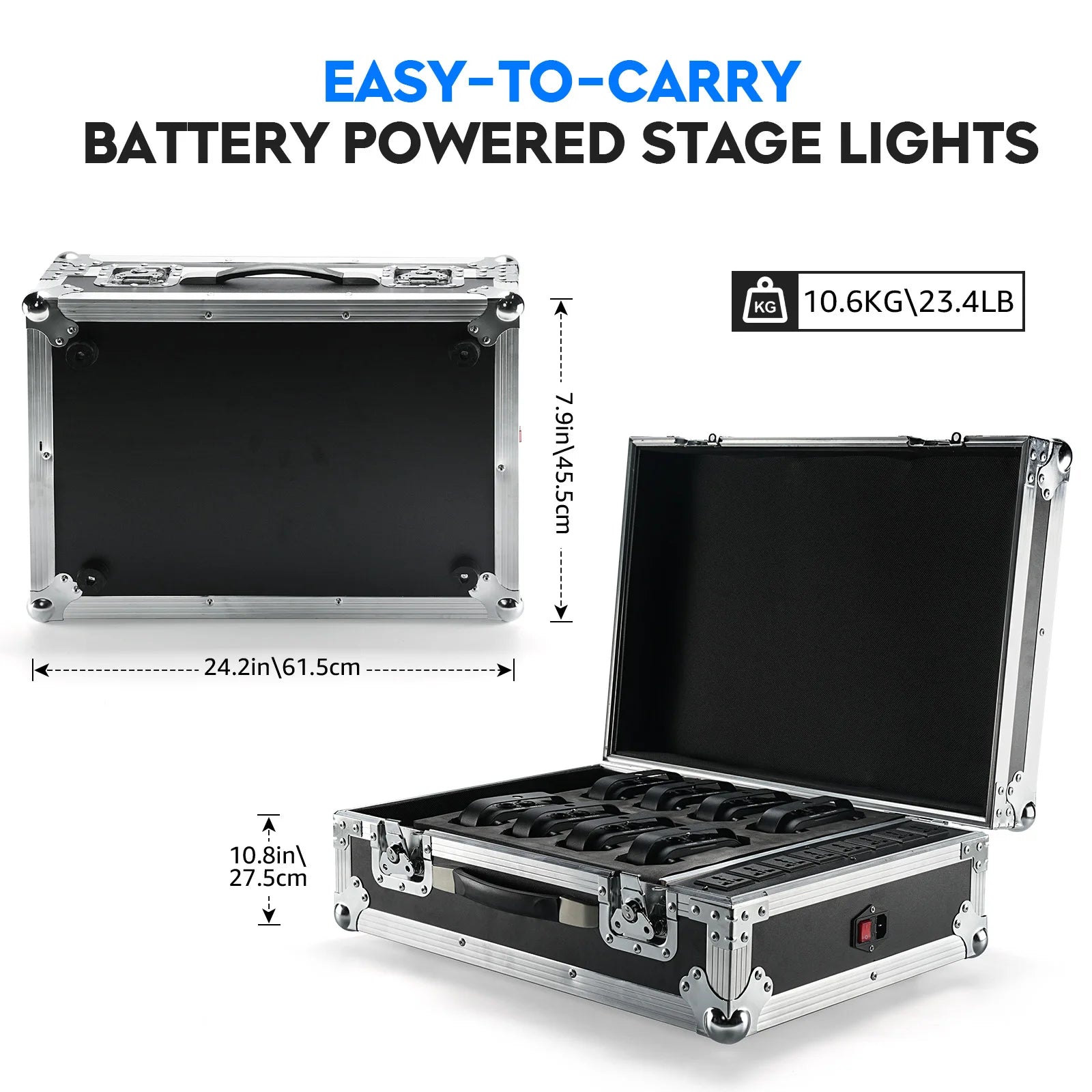 Yiflamefly Gator Case For 8 Pcs Mini Rechargeable LED Par Lights