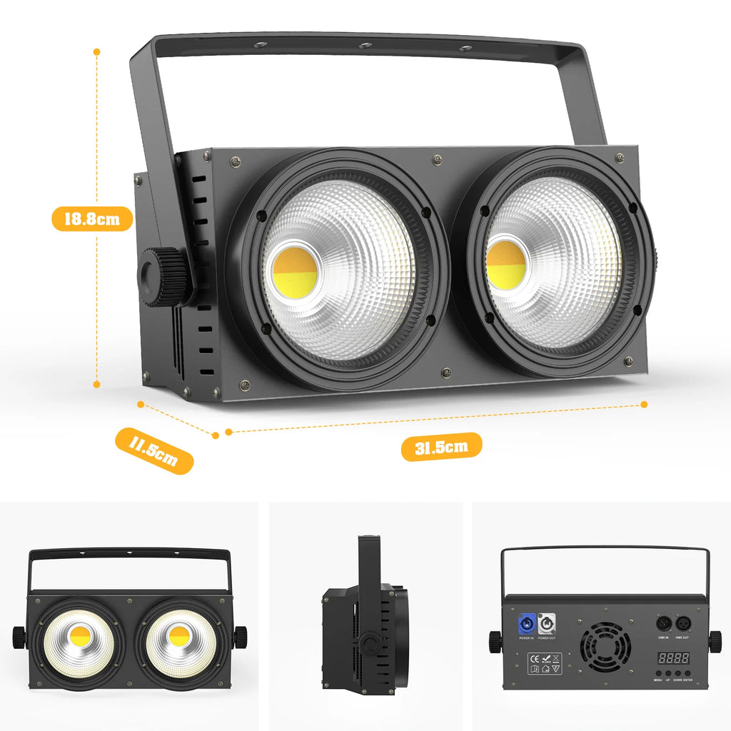 U'King 4-Pack 200W COB Blinder Lights — 2-Eyes LED Stage Par with DMX512 & Cool/Warm White for Clubs, Concerts & Events