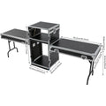 14U Mobile PA DJ Rack Road Case, Network & Stereo Rack with DJ Mixer Tops, Heavy-Duty 2-Tier Studio Equipment Cabinet with 4 Wheels, Amplifier Mixer Storage Stand for Live Sound, KTV, Home Theater