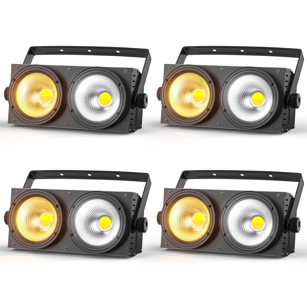 U'King 4-Pack 200W COB Blinder Lights — 2-Eyes LED Stage Par with DMX512 & Cool/Warm White for Clubs, Concerts & Events