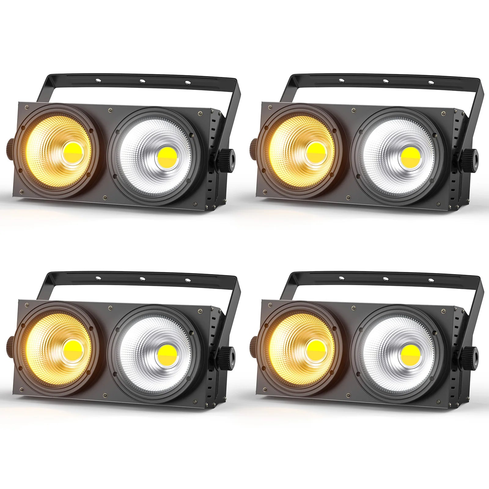 U'King 4-Pack 200W COB Blinder Lights — 2-Eyes LED Stage Par with DMX512 & Cool/Warm White for Clubs, Concerts & Events