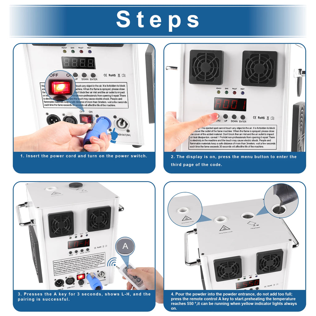 U`King Cold Spark Machine White — Wireless Remote & DMX for Weddings & Stage