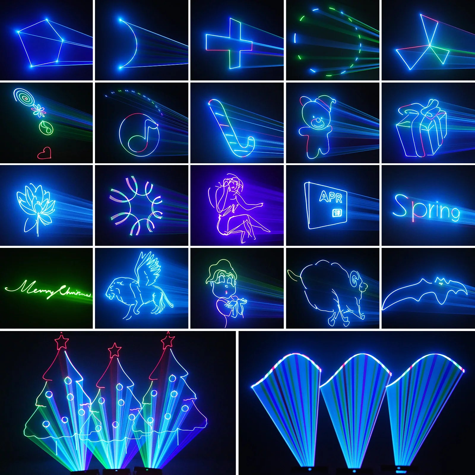 Datewink 25W RGB 3D Animation Laser Projector — Bluetooth App Control, 16-Channel DMX, Battery-Powered DJ Stage Light"