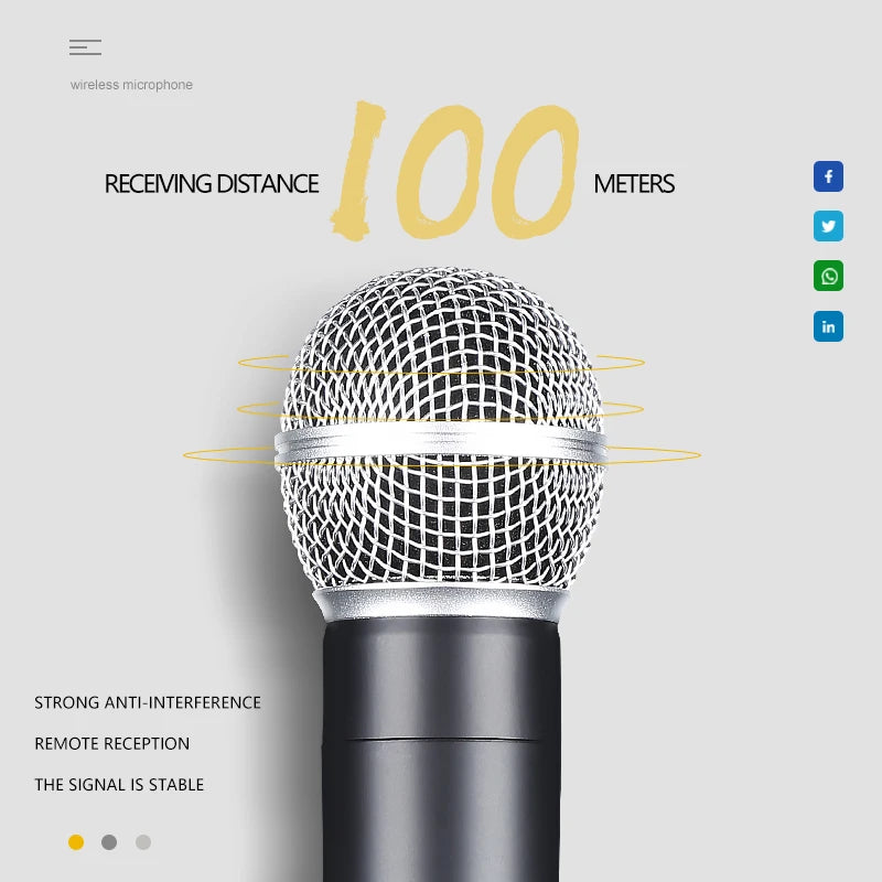 Dual Channel UHF Wireless Handheld Microphone System — Fixed Frequency Dynamic Mics for Karaoke, Wedding & Events