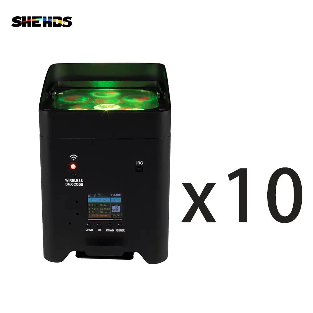 SHEHDS 8/10 Pcs 6x18w Wireless Battery Par With Flight Case RGBWA+UV WIFI APP Control Light For DJ Disco Wedding Stage Lighting