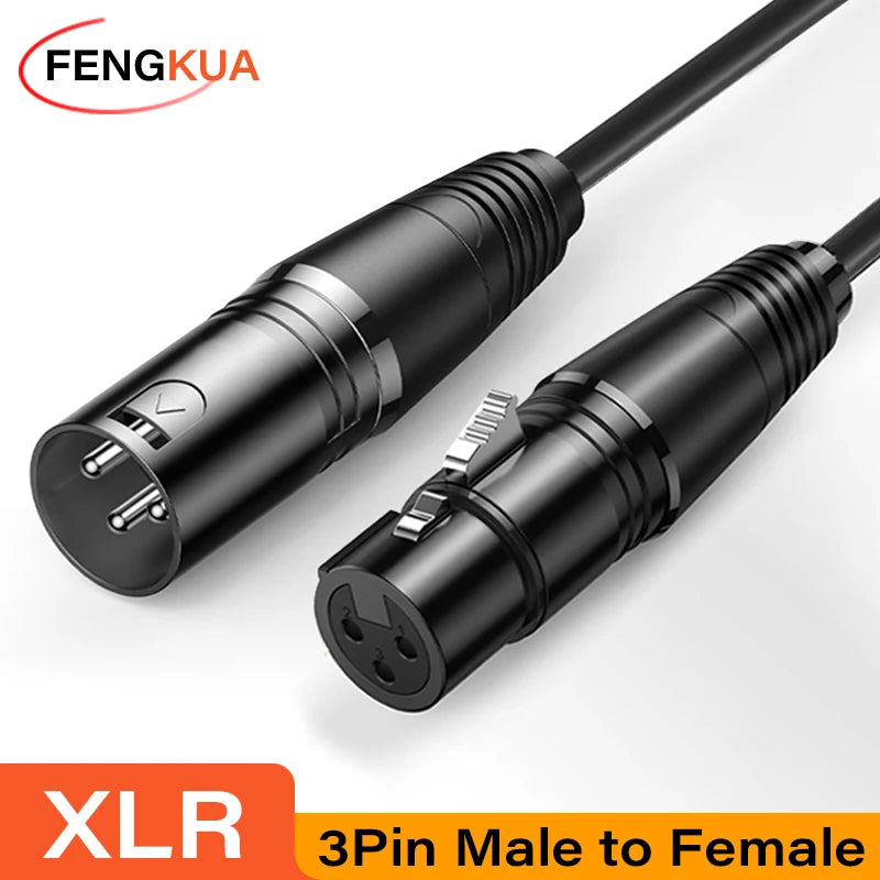 3-Pin XLR Male to Female Microphone Cable — Balanced Audio Cord for Mixers, Amplifiers & Speakers (0.5m–10m)