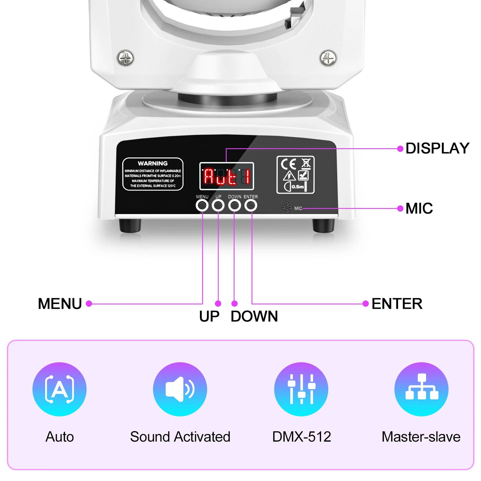 U'King 30W Mini Moving Head Light — RGBW LED DJ Fixture with DMX512 & Sound Activated Control for Weddings & Events