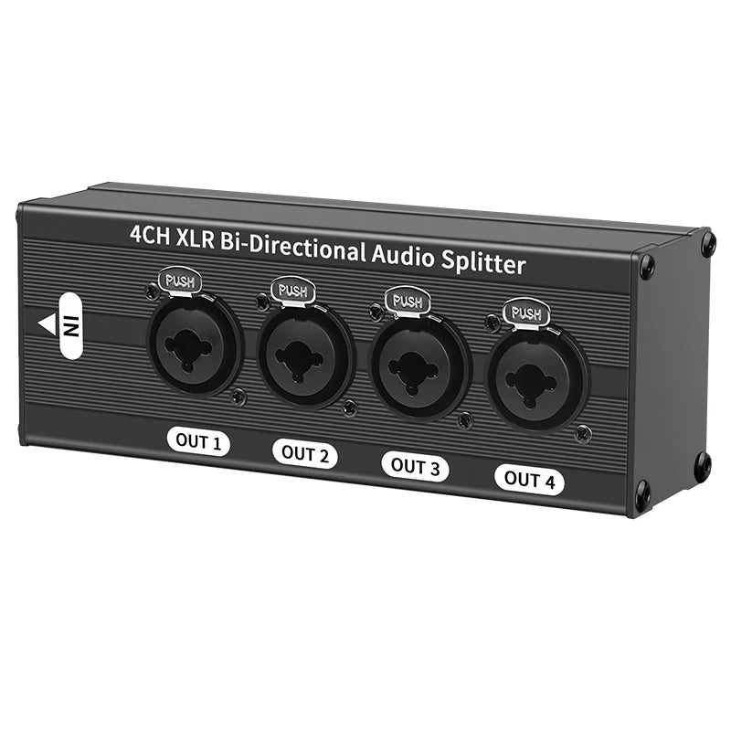 TITAK XLR Audio Splitter 1x4 3-Pin Balanced — 1 Input 4 Output Signal Distribution (No Power Needed)