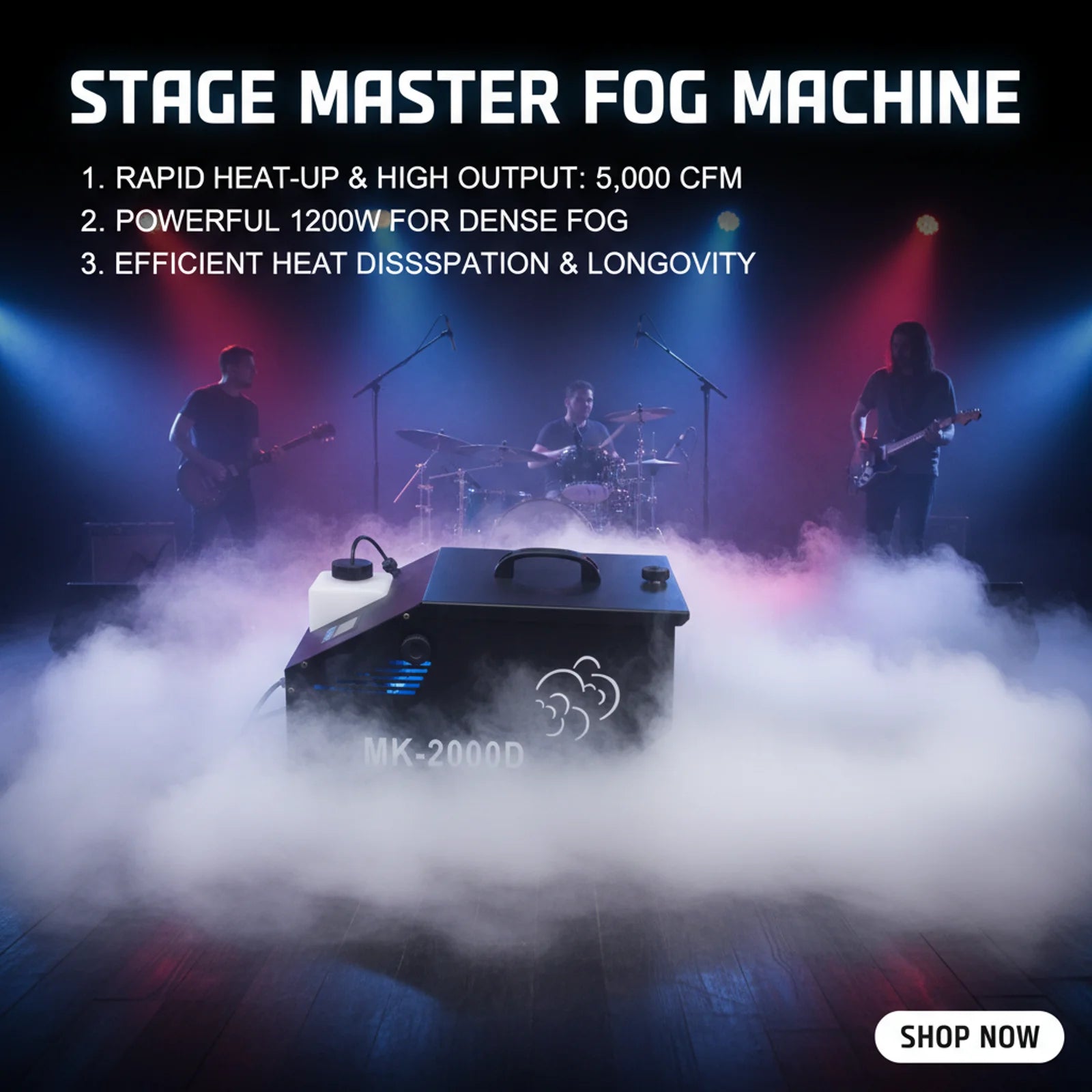 Low Lying Fog Machine  — DMX & Remote Control for Weddings & Stage