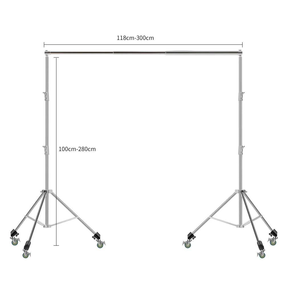 Heavy Duty Backdrop Stand 7.9x9.8ft — Photo Background Support with Wheels & Double Crossbar Options
