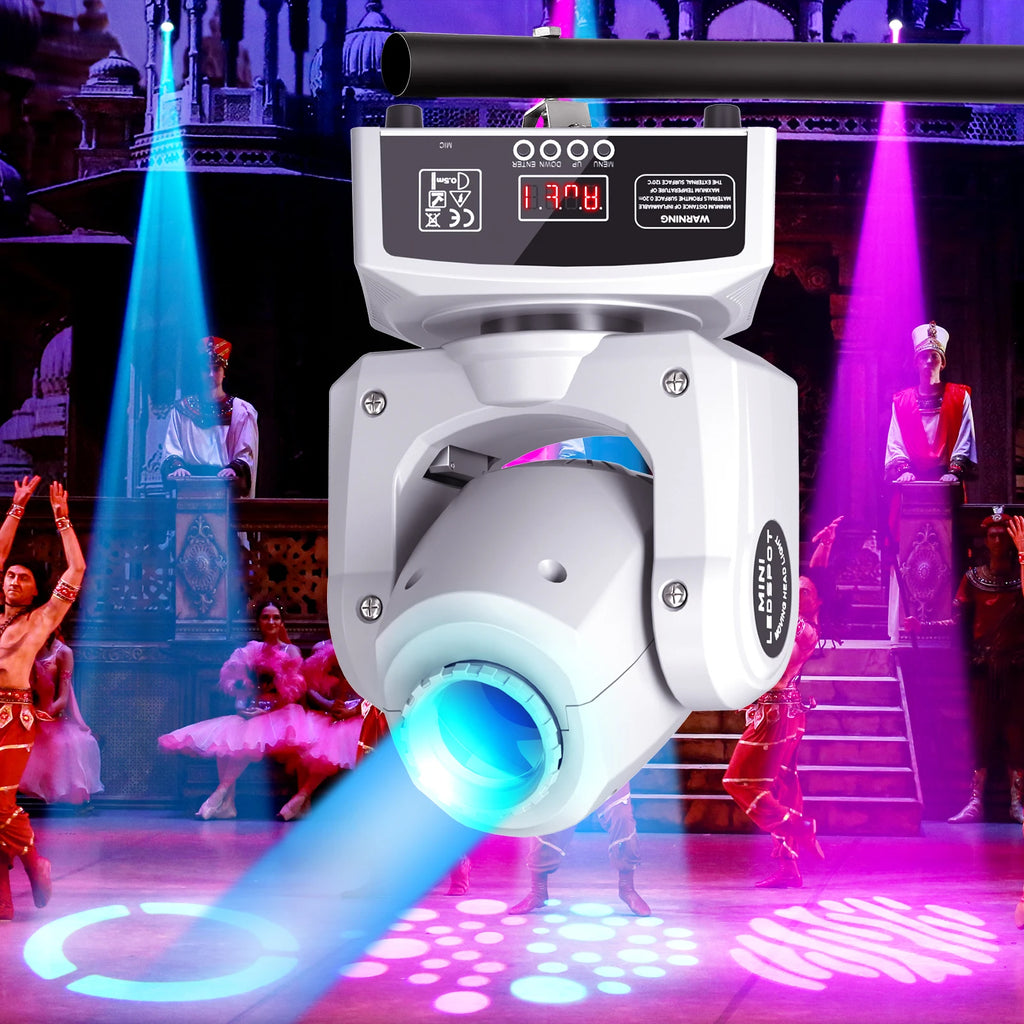 U'King 30W Mini Moving Head Light — RGBW LED DJ Fixture with DMX512 & Sound Activated Control for Weddings & Events