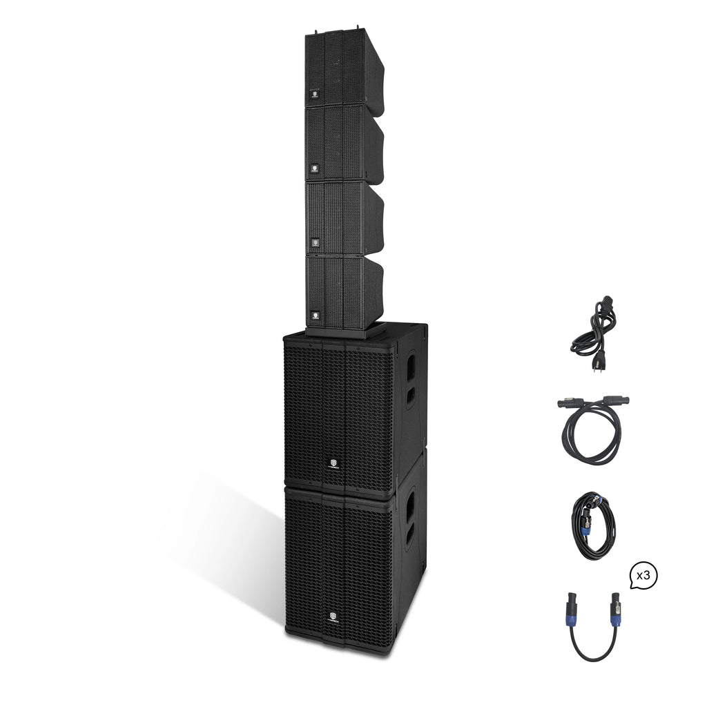 PRORECK 8000W Line Array PA System Bundle with Dual 12" Subwoofers