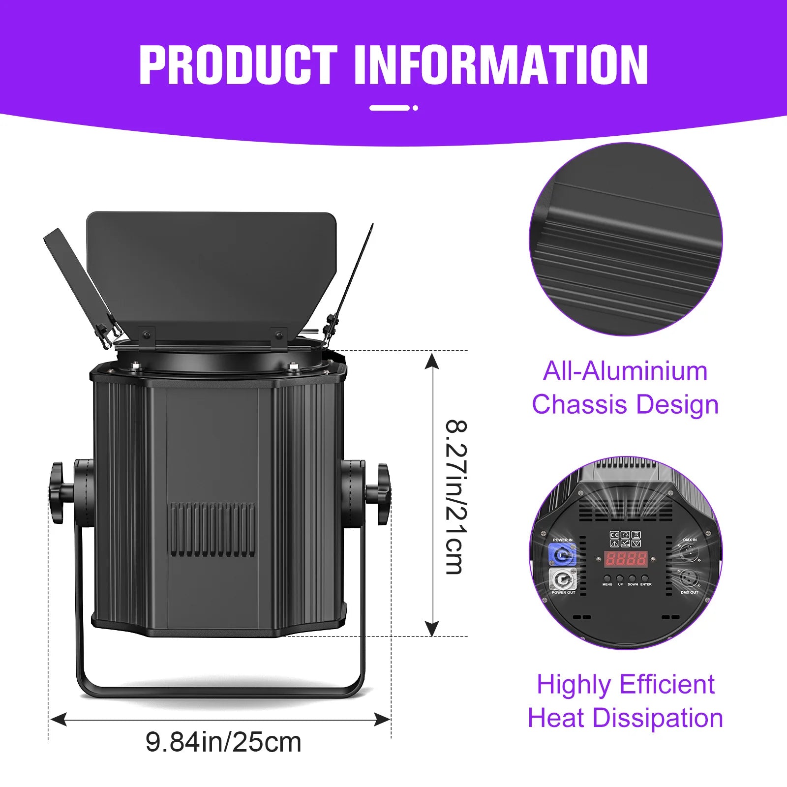 U'King 4Pcs 200W LED COB Par Lights with Barndoor — Dual Color DMX Stage Lighting (Warm & Cold White, 3200K–6500K)