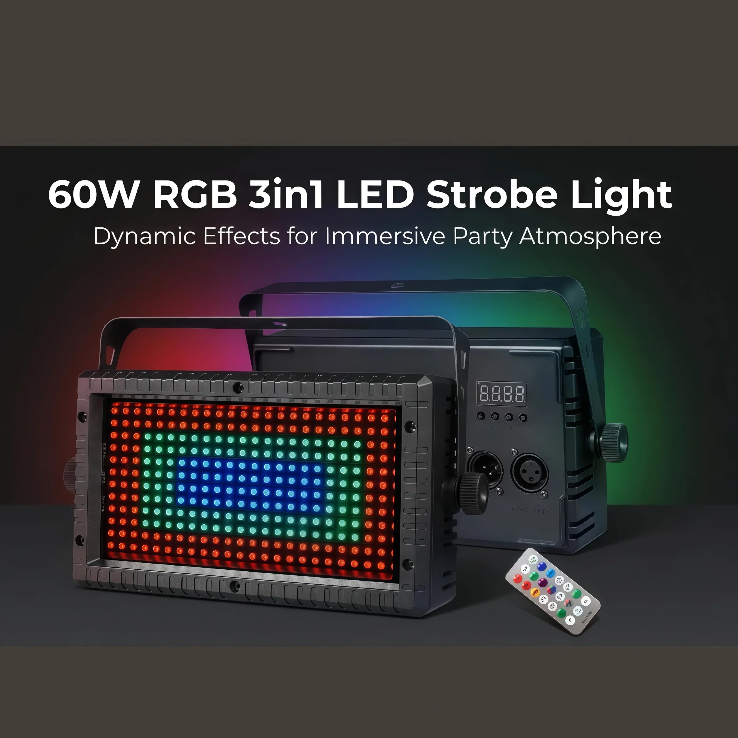 60W RGB LED Wireless Strobe System with Controller — 48 Zone DMX Stage Lighting with Auto/Sound/Master-Slave Modes (1pc, 2pc, or 4pc Bundle)