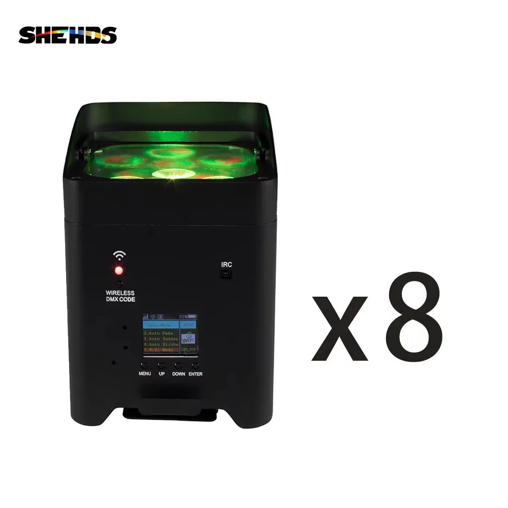 SHEHDS 8/10 Pcs 6x18w Wireless Battery Par With Flight Case RGBWA+UV WIFI APP Control Light For DJ Disco Wedding Stage Lighting