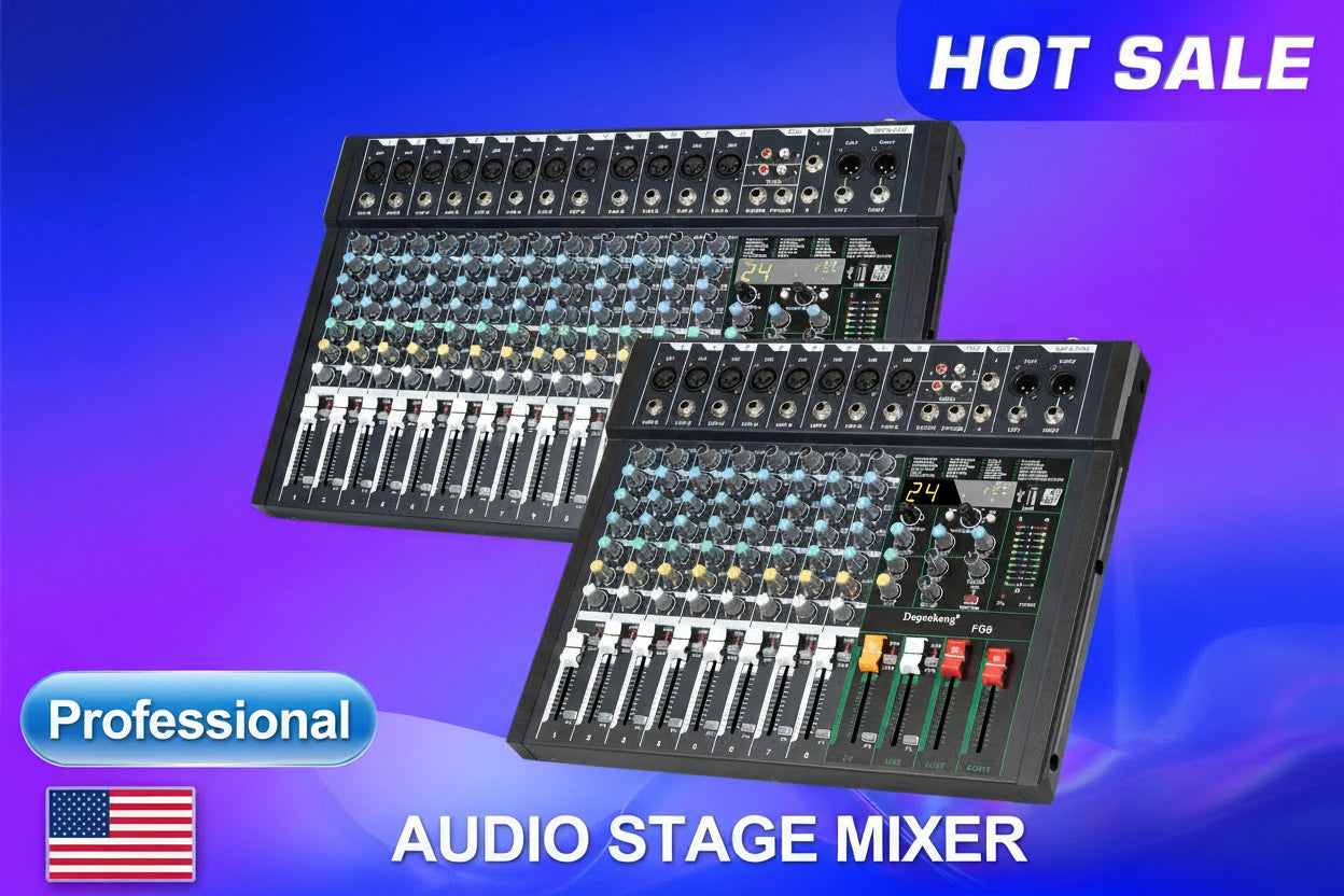 Audio Mixer Console 8/12 Channel DJ 24DSP Professional Audio Mixer