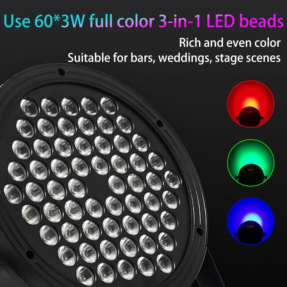 8 PCS 60 LED Par Light Stage Light DMX512 Sound-Activated
