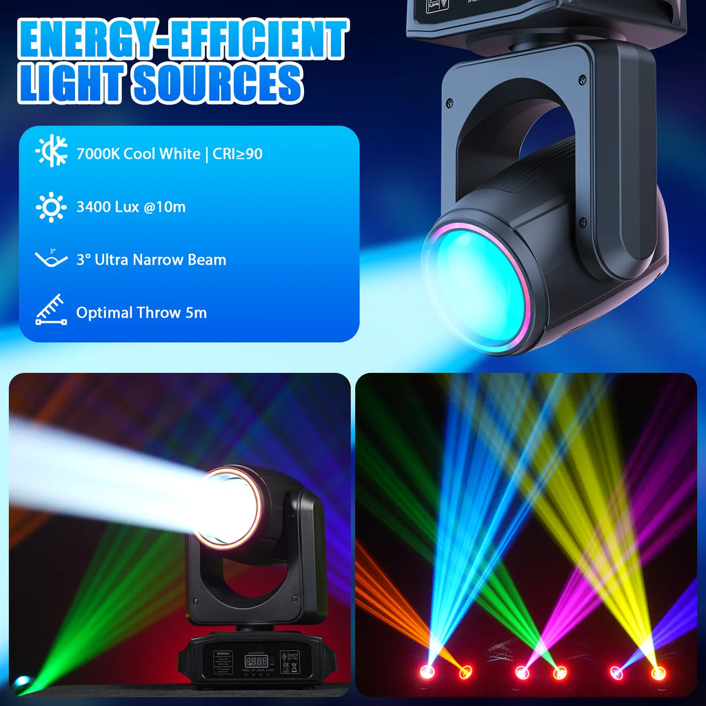 Somspot 2 Pcs LED Moving Head Lights 150W Stage Lighting Effect Projector RGB Pattern Light