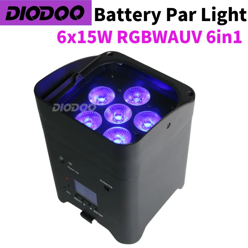 1-8pcs Wireless Battery Powered Par Light 6x18W RGBWAUV 6 in 1 Flightcase Remote Control Portable Par LED Stage Effect Light